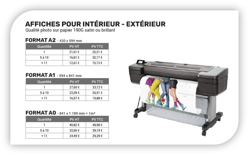 Tarifs 2025 - Photocopies / Impressions - Affiches pour intérieurs et extérieurs - Office DEPOT
