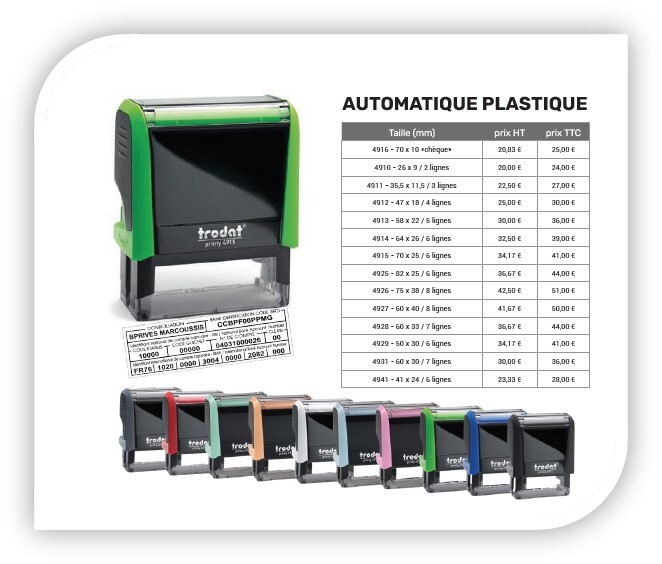 Tarifs 2025 - Tampons automatique plastique - Office DEPOT